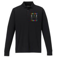 Autism Awareness Skeleton Dabbing Dare To Be Yourself Performance Long Sleeve Polo