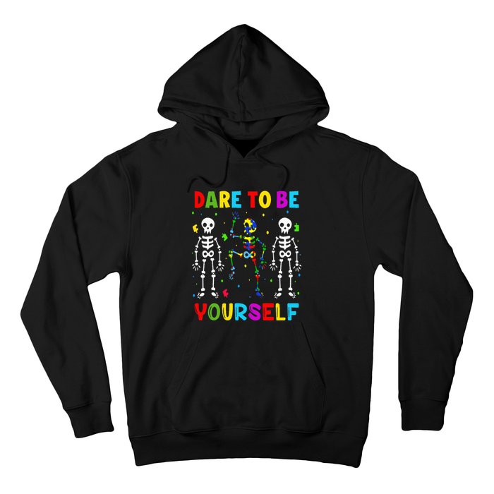 Autism Awareness Skeleton Dabbing Dare To Be Yourself Hoodie