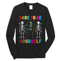 Autism Awareness Skeleton Dabbing Dare To Be Yourself Long Sleeve Shirt