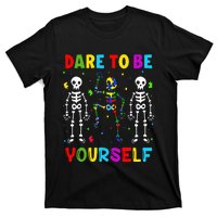 Autism Awareness Skeleton Dabbing Dare To Be Yourself T-Shirt