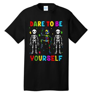 Autism Awareness Skeleton Dabbing Dare To Be Yourself Tall T-Shirt