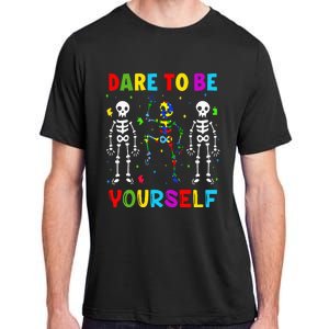 Autism Awareness Skeleton Dabbing Dare To Be Yourself Adult ChromaSoft Performance T-Shirt