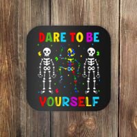 Autism Awareness Skeleton Dabbing Dare To Be Yourself Coaster