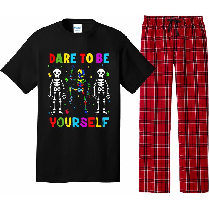 Autism Awareness Skeleton Dabbing Dare To Be Yourself Pajama Set