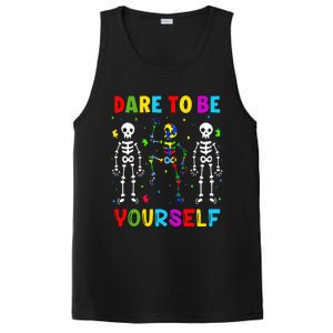 Autism Awareness Skeleton Dabbing Dare To Be Yourself PosiCharge Competitor Tank