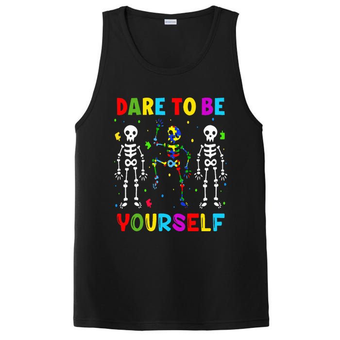 Autism Awareness Skeleton Dabbing Dare To Be Yourself PosiCharge Competitor Tank