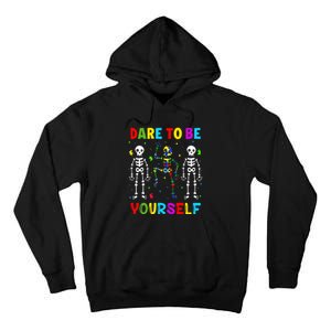 Autism Awareness Skeleton Dabbing Dare To Be Yourself Tall Hoodie