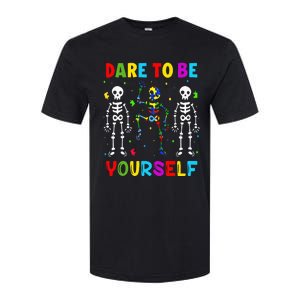 Autism Awareness Skeleton Dabbing Dare To Be Yourself Softstyle CVC T-Shirt