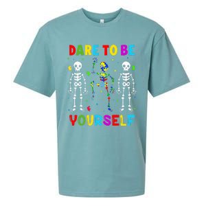 Autism Awareness Skeleton Dabbing Dare To Be Yourself Sueded Cloud Jersey T-Shirt