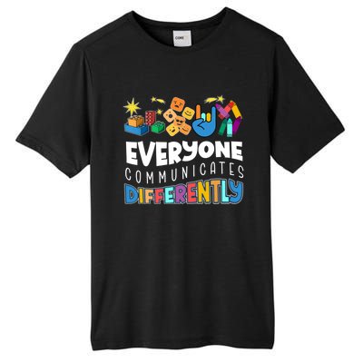 Autism Awareness Support Everyone Communicates Differently Tall Fusion ChromaSoft Performance T-Shirt