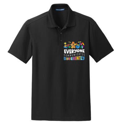 Autism Awareness Support Everyone Communicates Differently Dry Zone Grid Polo