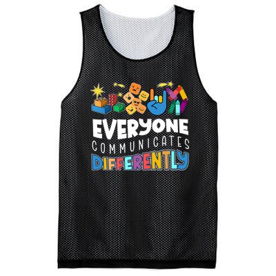 Autism Awareness Support Everyone Communicates Differently Mesh Reversible Basketball Jersey Tank