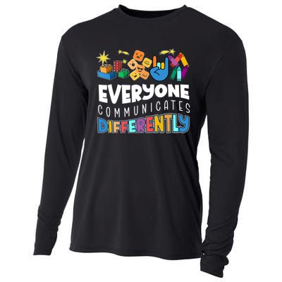 Autism Awareness Support Everyone Communicates Differently Cooling Performance Long Sleeve Crew