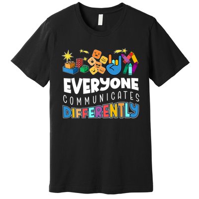 Autism Awareness Support Everyone Communicates Differently Premium T-Shirt