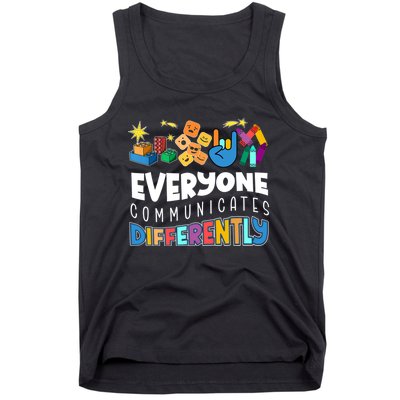 Autism Awareness Support Everyone Communicates Differently Tank Top