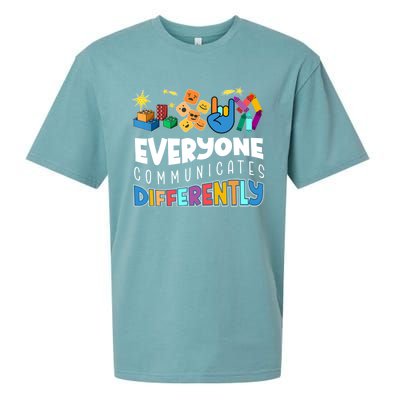 Autism Awareness Support Everyone Communicates Differently Sueded Cloud Jersey T-Shirt