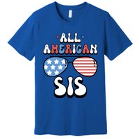 All American Sis 4th Of July Us Flag Sunglasses Family Gift Premium T-Shirt