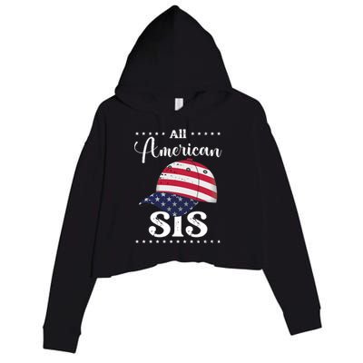 All American Sis Cap July 4 Gift Crop Fleece Hoodie