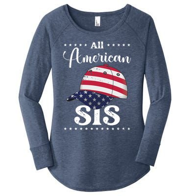 All American Sis Cap July 4 Gift Women's Perfect Tri Tunic Long Sleeve Shirt