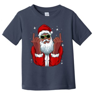 African American Santa Christmas Pajama Cool Black XMas Toddler T-Shirt