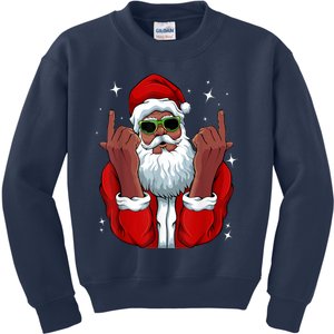 African American Santa Christmas Pajama Cool Black XMas Kids Sweatshirt