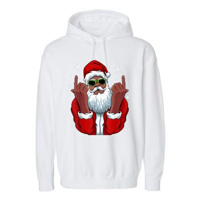 African American Santa Christmas Pajama Cool Black XMas Garment-Dyed Fleece Hoodie