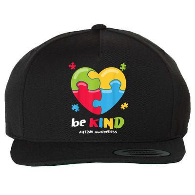 Autism Awareness Shirt - Be Kind Puzzle Heart Kindness Wool Snapback Cap