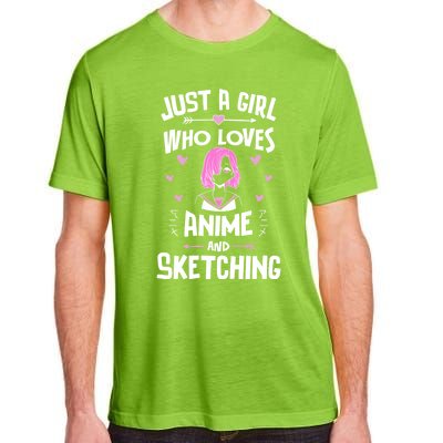 Anime And Sketching Just A Girl Who Loves Anime Funny Gift Adult ChromaSoft Performance T-Shirt