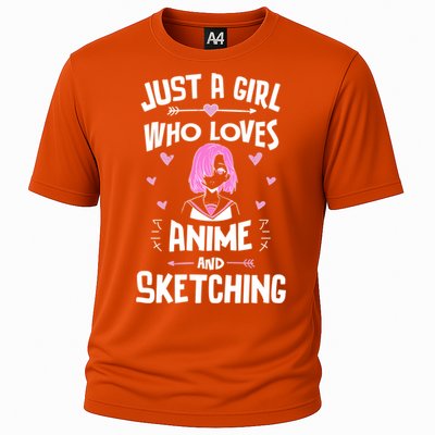 Anime And Sketching Just A Girl Who Loves Anime Funny Gift Cooling Performance Crew T-Shirt