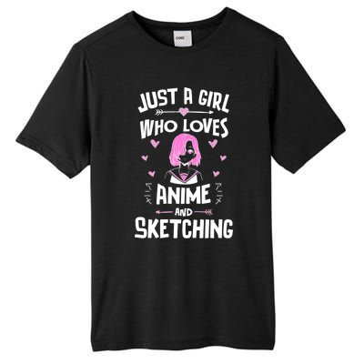 Anime And Sketching Just A Girl Who Loves Anime Funny Gift Tall Fusion ChromaSoft Performance T-Shirt