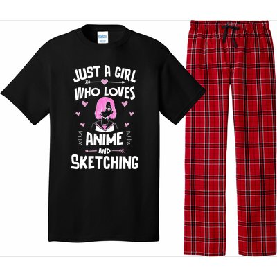 Anime And Sketching Just A Girl Who Loves Anime Funny Gift Pajama Set