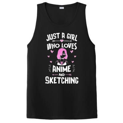 Anime And Sketching Just A Girl Who Loves Anime Funny Gift PosiCharge Competitor Tank