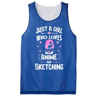 Anime And Sketching Just A Girl Who Loves Anime Funny Gift Mesh Reversible Basketball Jersey Tank