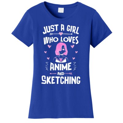 Anime And Sketching Just A Girl Who Loves Anime Funny Gift Women's T-Shirt