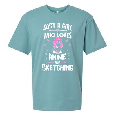 Anime And Sketching Just A Girl Who Loves Anime Funny Gift Sueded Cloud Jersey T-Shirt