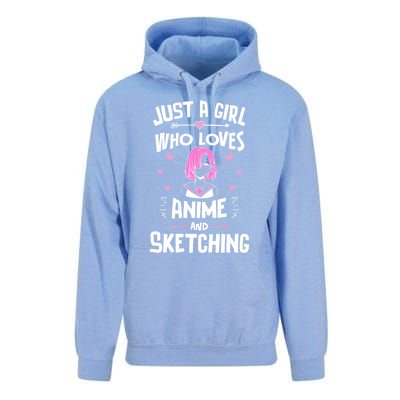 Anime And Sketching Just A Girl Who Loves Anime Funny Gift Unisex Surf Hoodie