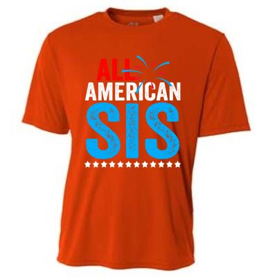 All American Sis Sister 4th Of July Usa Family Matching Gift Cooling Performance Crew T-Shirt