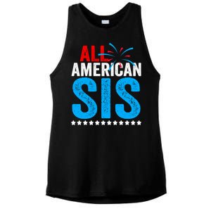 All American Sis Sister 4th Of July Usa Family Matching Gift Ladies PosiCharge Tri-Blend Wicking Tank