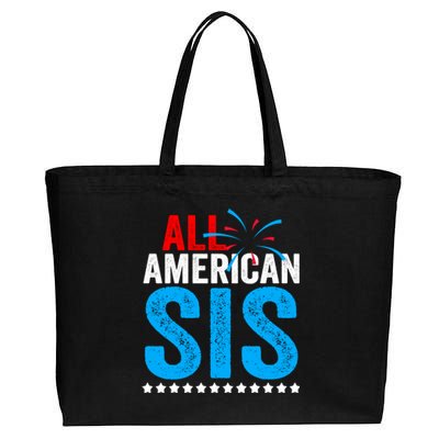 All American Sis Sister 4th Of July Usa Family Matching Gift Cotton Canvas Jumbo Tote