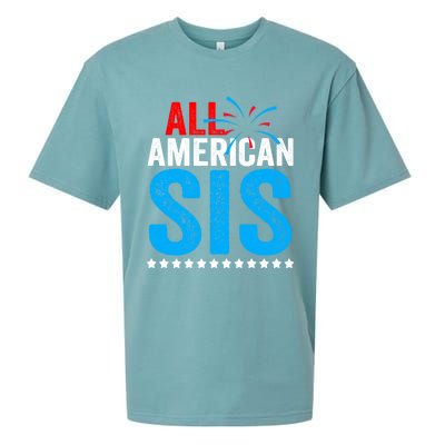 All American Sis Sister 4th Of July Usa Family Matching Gift Sueded Cloud Jersey T-Shirt