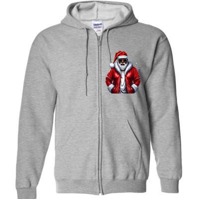 African American Santa Christmas Pajama Cool Black XMas  Full Zip Hoodie