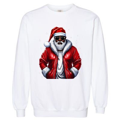 African American Santa Christmas Pajama Cool Black XMas  Garment-Dyed Sweatshirt