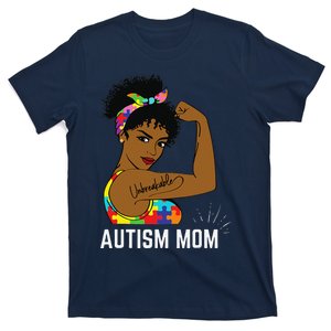 Autism Awareness Strong Mom Afro Mother Black Women Gift T-Shirt