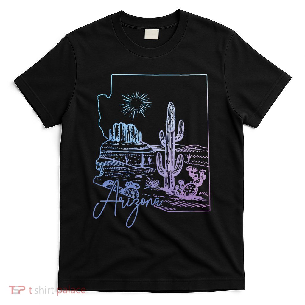 Arizona Az State Map Pride Cactus Vintage T-Shirt