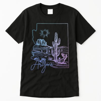 Arizona Az State Map Pride Cactus Vintage Tall T-Shirt