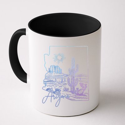 Arizona Az State Map Pride Cactus Vintage Mug