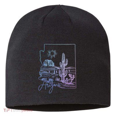 Arizona Az State Map Pride Cactus Vintage Sustainable Beanie