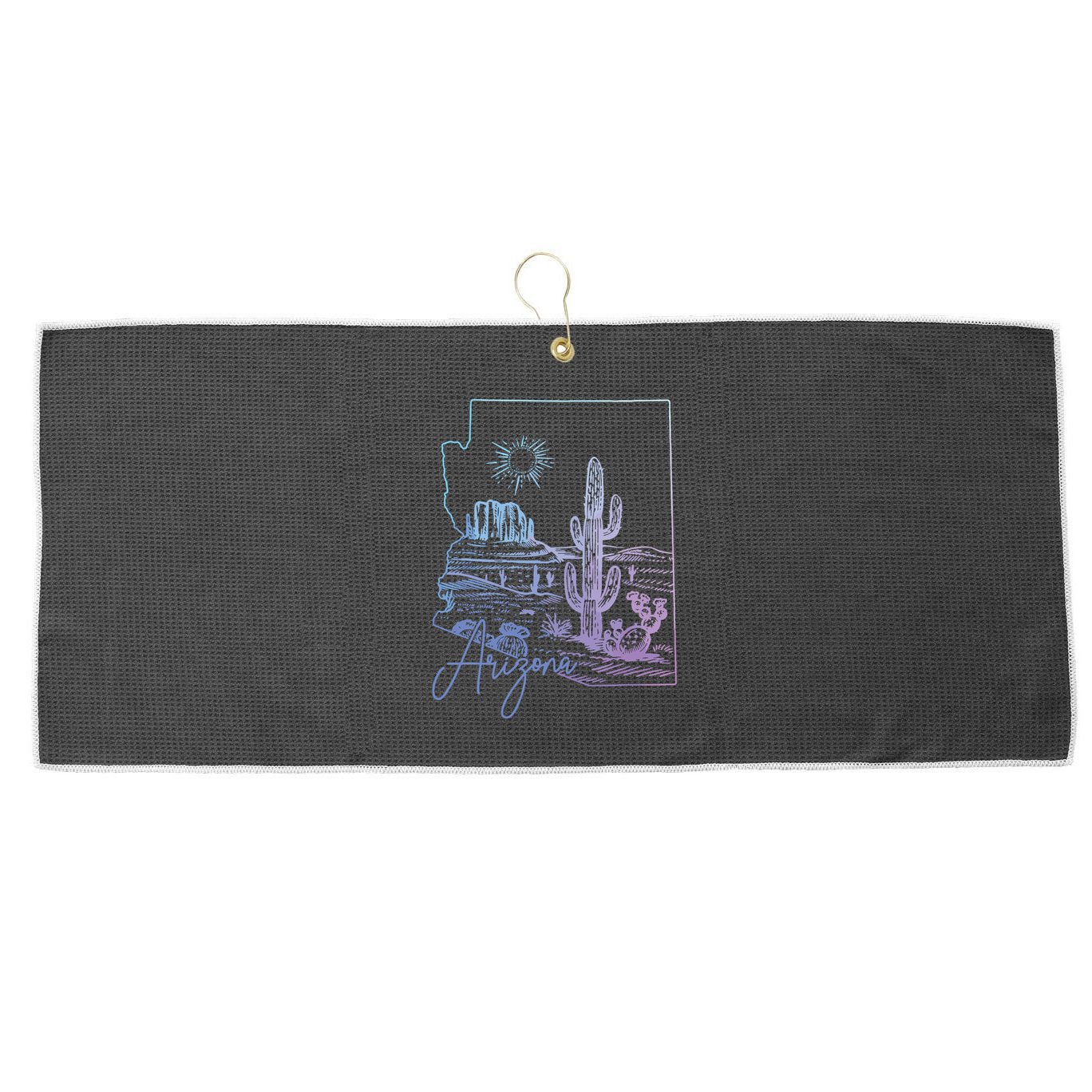 Arizona Az State Map Pride Cactus Vintage Large Microfiber Waffle Golf Towel