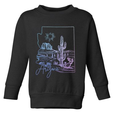 Arizona Az State Map Pride Cactus Vintage Toddler Sweatshirt