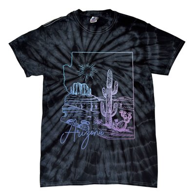 Arizona Az State Map Pride Cactus Vintage Tie-Dye T-Shirt